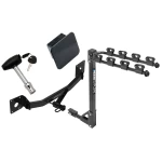 Trailer Tow Hitch w/ 4 Bike Rack For 17-25 Chevy Malibu 2016 New Body 17-20 Buick LaCrosse Regal Sportback Class 2 tilt away adult or child arms fold down carrier w/ Lock and Cover