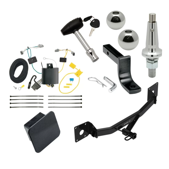 Trailer Tow Hitch For 16-25 Chevrolet Malibu Except Premier (New Body Style) Class 2 Ultimate Package w/ Wiring Draw Bar Kit Interchange 2" 1-7/8" Ball Lock and Cover