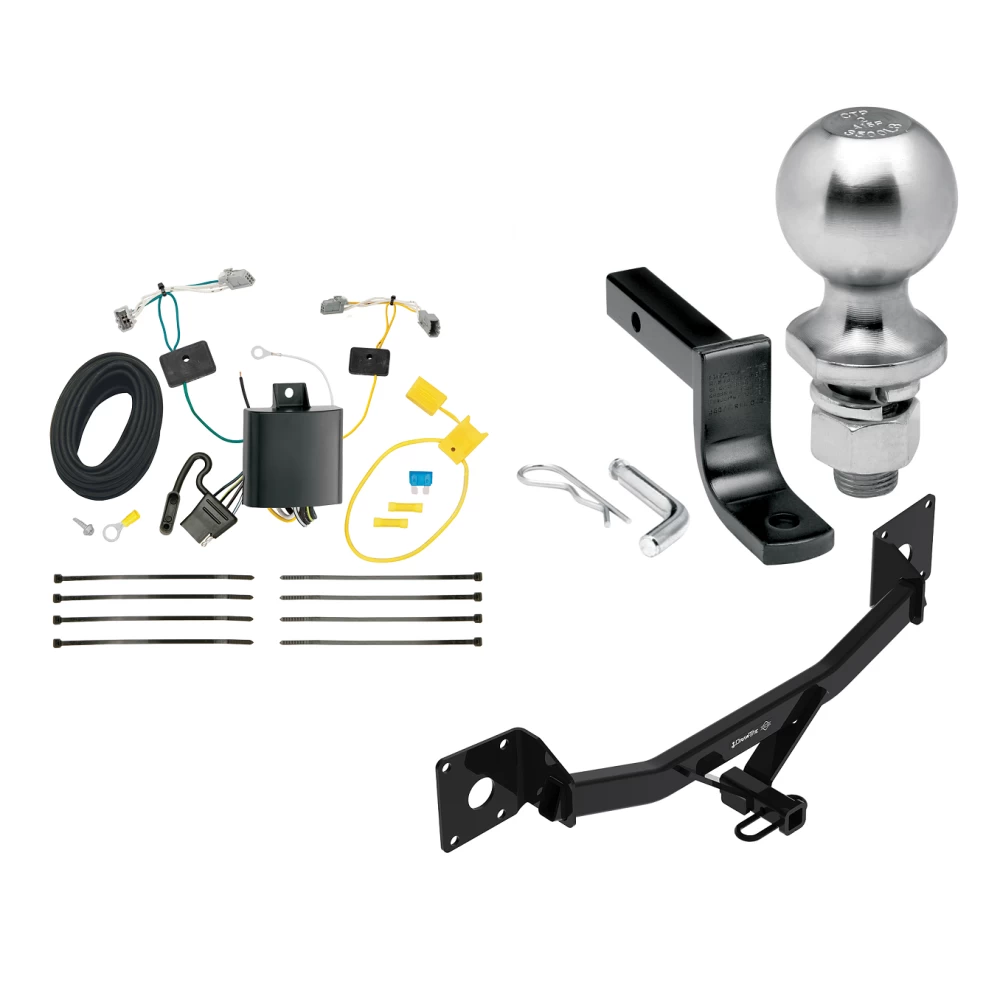 Trailer Tow Hitch For 16-25 Chevrolet Malibu Except Premier (New Body Style) Class 2 Complete Package w/ Wiring Draw Bar Kit and 2" Ball