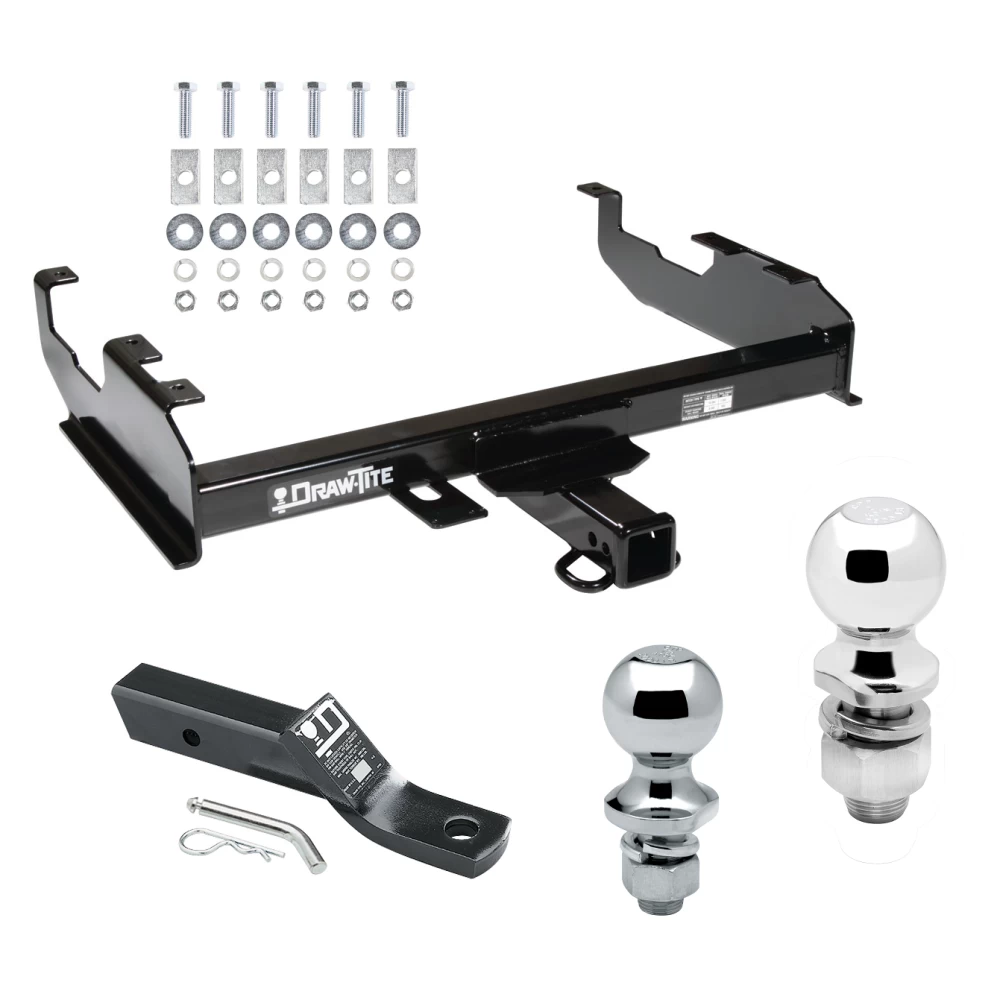 Trailer Tow Hitch For 63-91 Chevy GMC C/K 63-74 Ford F-150 F-250 F-350 w/ Standard Bed & Bumper Receiver w/ 1-7/8" and 2" Ball