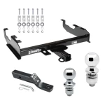 Trailer Tow Hitch For 63-91 Chevy GMC C/K 63-74 Ford F-150 F-250 F-350 w/ Standard Bed & Bumper Receiver w/ 1-7/8" and 2" Ball
