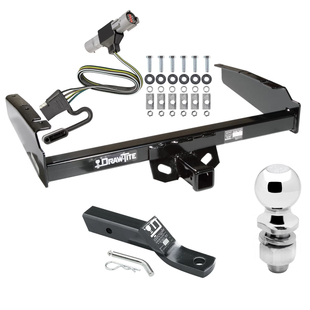Trailer Tow Hitch For 87-96 Ford F-150 F-250 F-350 97 Heavy Duty Standard Bed & Bumper Complete Package w/ Wiring and 2" Ball
