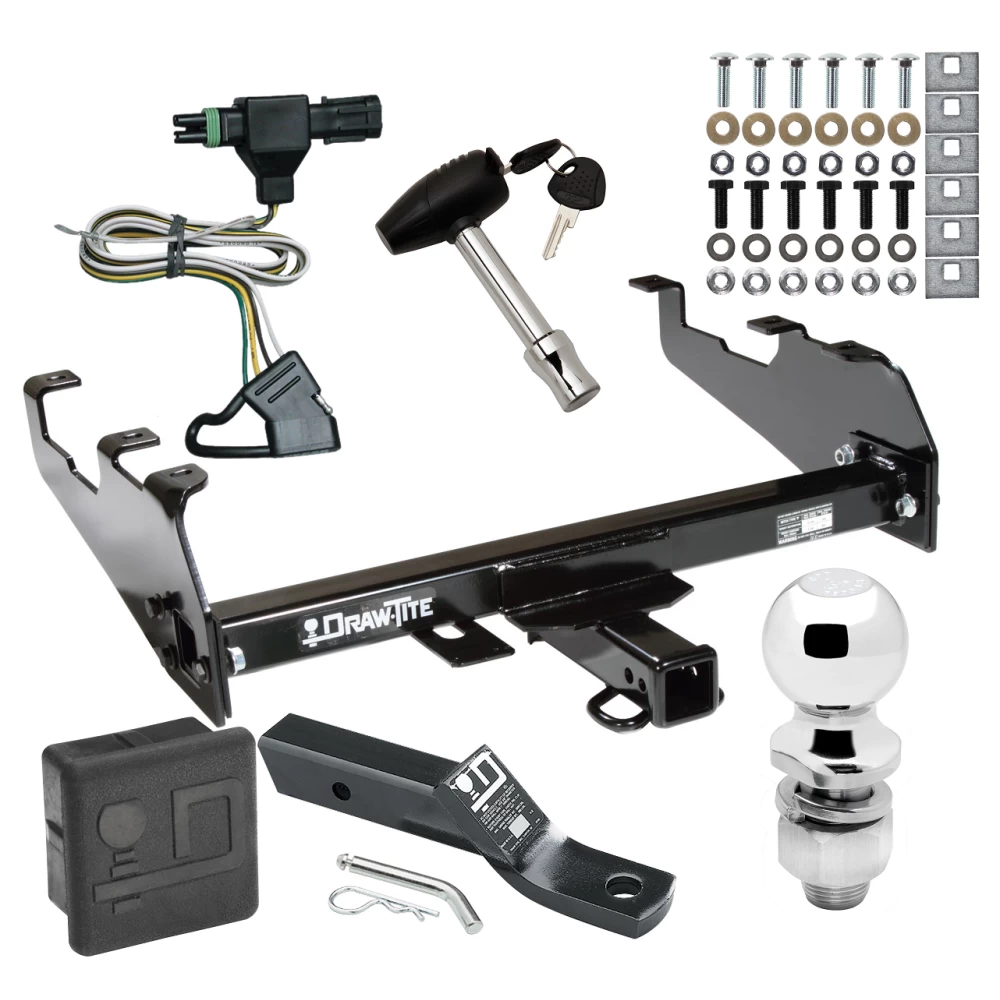 Trailer Tow Hitch For 63-87 Chevy GMC C/K 63-79 Ford 68-94 Dodge 74-88 Ramcharger w/ Deepdrop Cowboy Bumper Deluxe Package Wiring 2" Ball and Lock