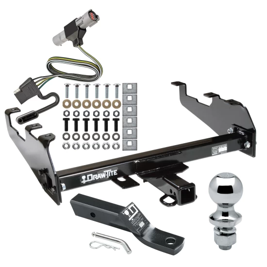 Trailer Tow Hitch For 87-96 Ford F-150 F-250 F-350 88-97 F-Super Duty 97 Heavy Duty Deepdrop Cowboy Bumper Complete Package w/ Wiring and 1-7/8" Ball