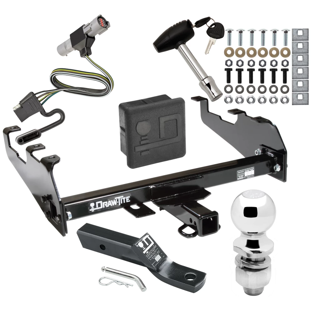 Trailer Tow Hitch For 87-96 Ford F-150 F-250 F-350 88-97 F-Super Duty 97 Heavy Duty Deepdrop Cowboy Bumper Deluxe Package Wiring 2" Ball and Lock