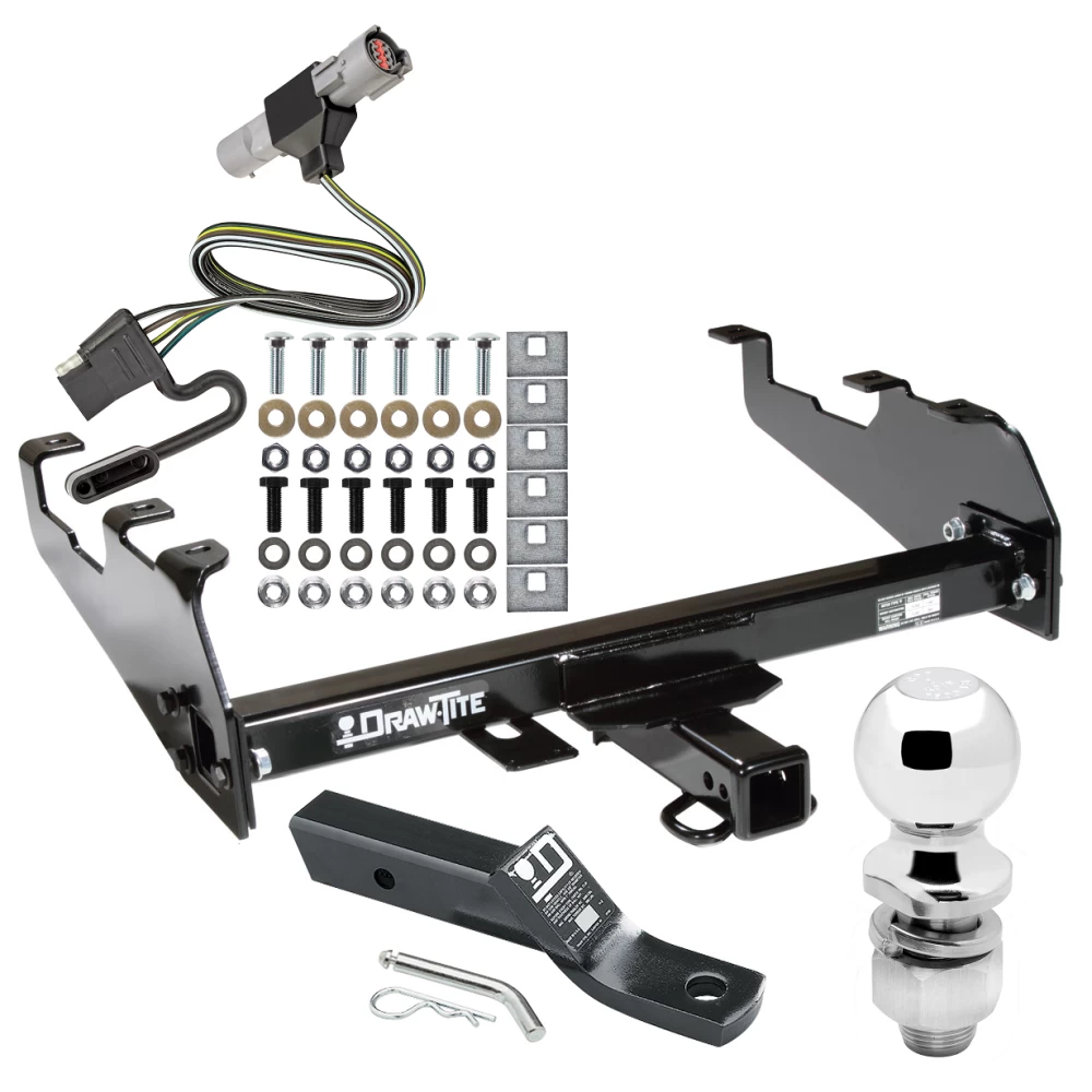 Trailer Tow Hitch For 87-96 Ford F-150 F-250 F-350 88-97 F-Super Duty 97 Heavy Duty Deepdrop Cowboy Bumper Complete Package w/ Wiring and 2" Ball