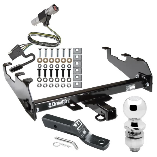 Trailer Tow Hitch For 87-96 Ford F-150 F-250 F-350 88-97 F-Super Duty 97 Heavy Duty Deepdrop Cowboy Bumper Complete Package w/ Wiring and 2" Ball