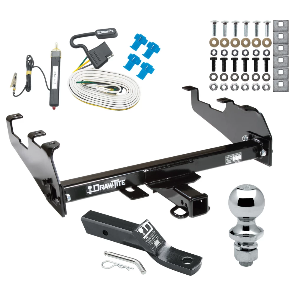 Trailer Tow Hitch For 63-74 Chevy GMC C/K 68-85 Dodge D/W Ramcharger 63-79 Ford F-100 F-150 F-250 F-350 Complete Package w/ Wiring and 1-7/8" Ball