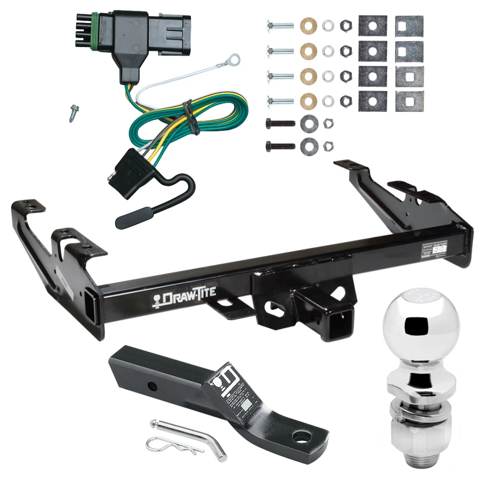 Trailer Tow Hitch For 88-00 Chevy GMC C/K C1500 C2500 C3500 K1500 K2500 K3500 Complete Package w/ Wiring and 2" Ball