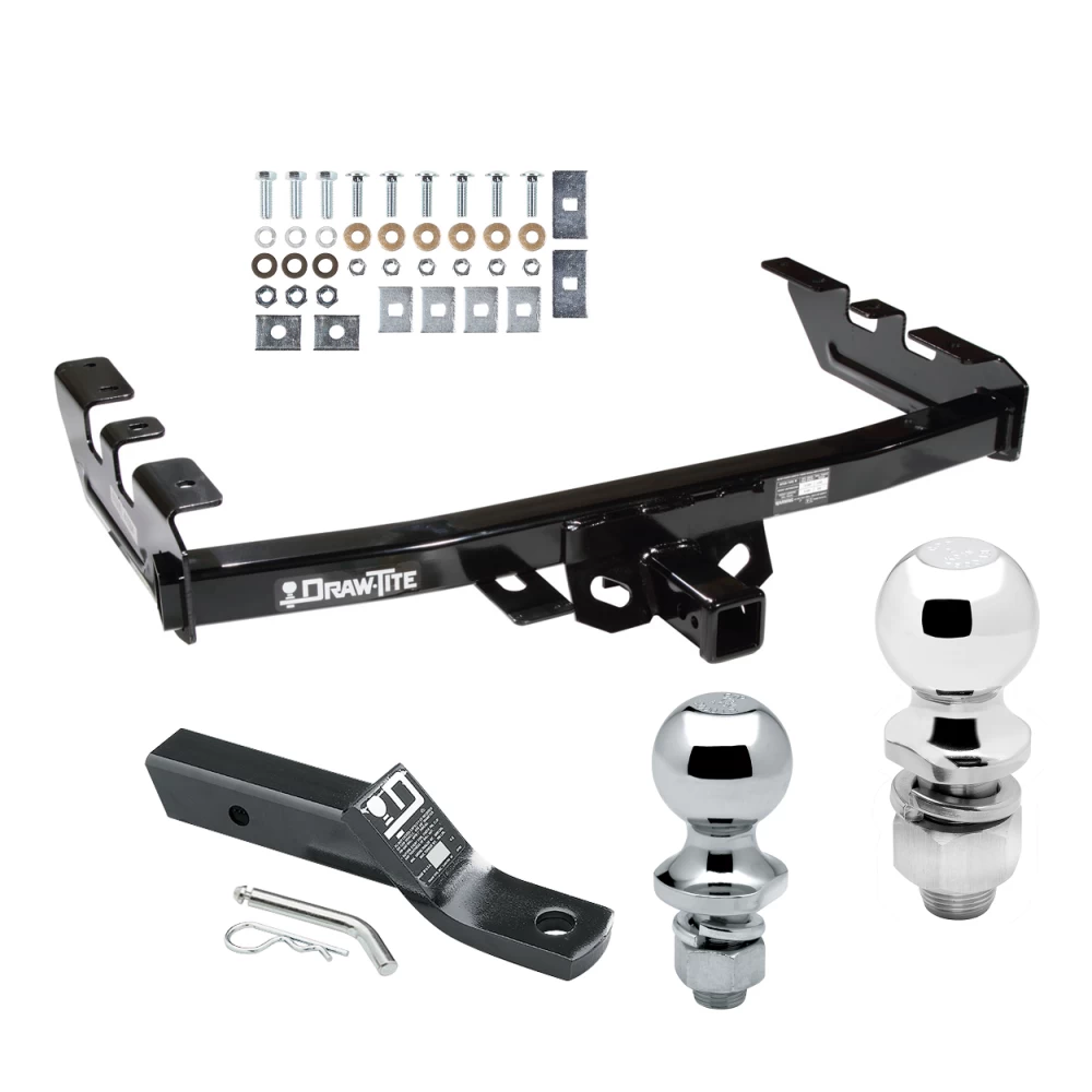 Trailer Tow Hitch For 99-07 Chevy Silverado GMC Sierra 1500 2007 Classic 99-04 2500 LD 01-06 1500 HD Receiver w/ 1-7/8" and 2" Ball