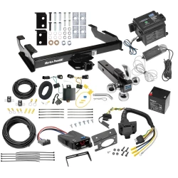 Class 5 2" Receiver Hitch For 88-00 Chevy GMC C/K Pickup Standard or Step Bumper w/ Draw-Tite Trailer Brake Control 7-Way RV Wiring Breakaway Battery Charger Complete System Tri-Tow-Ball 1-7/8" 2" 2-5/16"