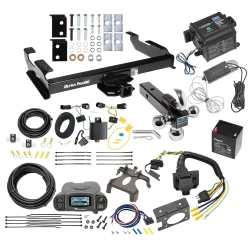 Class 5 2" Receiver Hitch For 88-00 Chevy GMC C/K Pickup Standard or Step Bumper w/ Prodigy P3 Trailer Brake Control 7-Way RV Wiring Breakaway Battery Charger Complete System Tri-Tow-Ball 1-7/8" 2" 2-5/16"