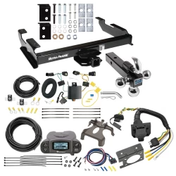 Class 5 2" Receiver Hitch For 88-00 Chevy GMC C/K Pickup Standard or Step Bumper w/ Prodigy P3 Trailer Brake Control 7-Way RV Wiring Complete System Tri-Tow-Ball 1-7/8" 2" 2-5/16"