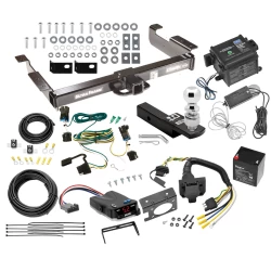 Class 5 2" Receiver Hitch For 03-27 Chevy Express GMC Savana 1500 2500 3500 w/ Draw-Tite Trailer Brake Control 7-Way RV Wiring Breakaway Battery Charger Complete System 2-5/16" Tow Ball