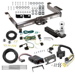 Class 5 2" Receiver Hitch For 03-27 Chevy Express GMC Savana 1500 2500 3500 w/ Draw-Tite Trailer Brake Control 7-Way RV Wiring Complete System Receiver 2-5/16" Tow Ball