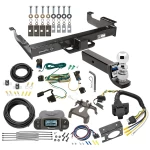 Class 5 2-1/2" Receiver Hitch For 03-14 Chevy Express GMC Savana 1500 03-25 2500 3500 w/ Tekonsha Prodigy P3 Trailer Brake Control 7-Way RV Wiring Complete System Receiver 2-5/16" Tow Ball
