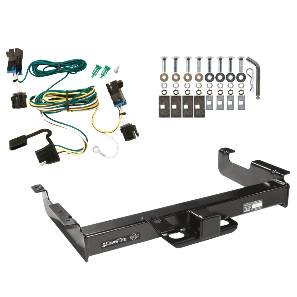 Class 5 Trailer Tow Hitch For 03-24 Chevy Express GMC Savana 1500 2500 3500 w/ Wiring Harness Kit