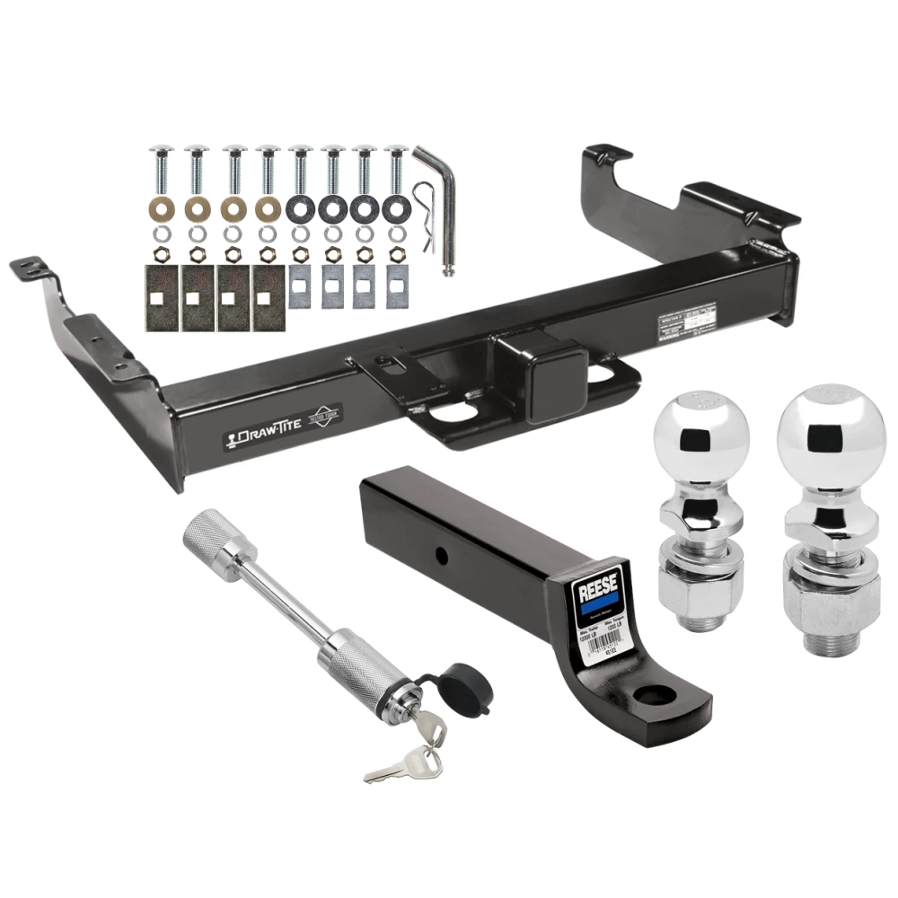 Class 5 Trailer Tow Hitch For 96-27 Chevy Express GMC Savana Van Except Cutaway Models w/ 2-5/16" and 2" Balls 3" Drop Mount and Towing Lock