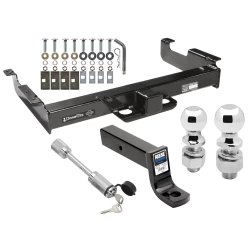 Class 5 Trailer Tow Hitch For 96-27 Chevy Express GMC Savana Van Except Cutaway Models w/ 2-5/16" and 2" Balls 5" Drop Mount and Towing Lock