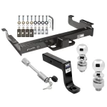 Class 5 Trailer Tow Hitch For 96-27 Chevy Express GMC Savana Van Except Cutaway Models w/ 2-5/16" and 2" Balls 7-3/4" Drop Mount and Towing Lock