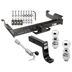Class 5 Trailer Tow Hitch For 96-27 Chevy Express GMC Savana Van Except Cutaway Models w/ 2-5/16" and 2" Balls 7-3/4" Drop Mount and Towing Lock