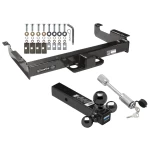 Class 5 Trailer Tow Hitch For 96-27 Chevy Express GMC Savana Van Except Cutaway Models w/ 1-7/8" 2" 2-5/16" Tri-Tow-Ball Mount and Towing Lock