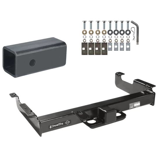 Class 5 Trailer Tow Hitch For 96-27 Chevy Express GMC Savana Van Except Cutaway Models w/ 2-1/2" to 2" Ball Receiver Opening Reducer
