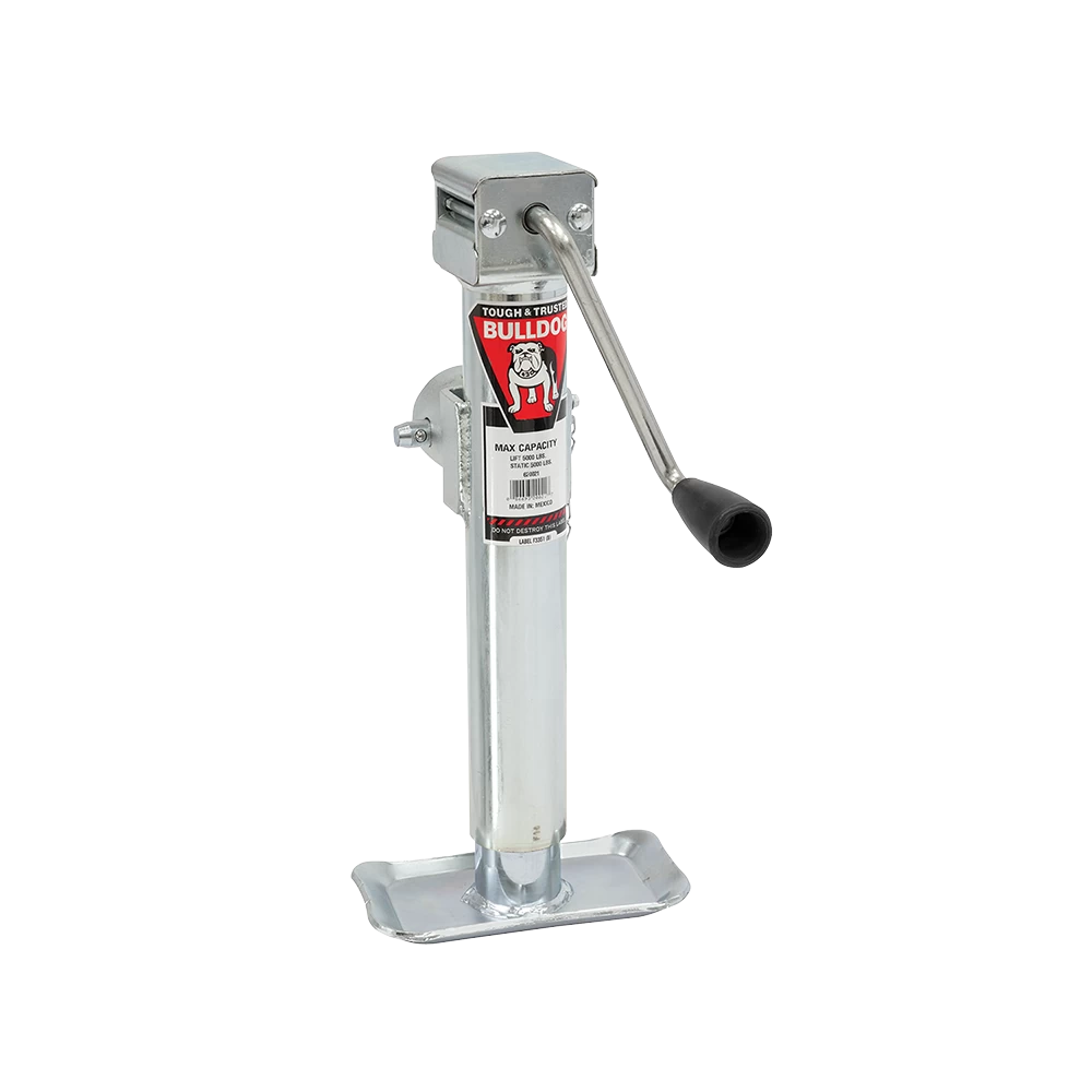 Bulldog 5K Sidewind Pipe Mount Swivel Trailer Jack, Corrosion Resistant Zinc Finish