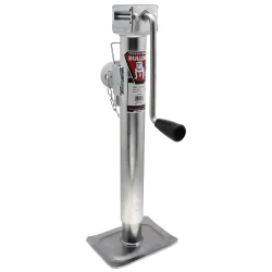 Bulldog 7K Pipe Mount Swivel Trailer Jack 15" Lift Zinc Inner and Outer Tube Sidewind Round Jack Corrosion Resistant 5 Year Warranty