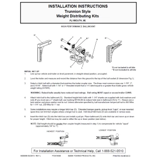 66542 Reese Weight Distribution Trailer Hitch Kit 12000 lbs. Capacity Shank Included Reese 12K Trailer Weight Distribution Hitch Trunnion Spring Bars Adjustable Shank, 1,200 lbs TW, Brackets, Hardware Travel Trailer Load Equilizing Hitch