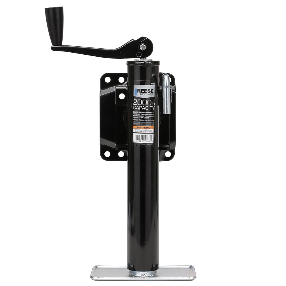 Reese 2K Black Topwind Snap Ring Swivel Trailer Jack, Corrosion Resistant