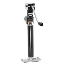 Reese 5K Pipe Mount Swivel Trailer Jack 15" Lift Zinc Inner and Black Powdercoat Outer Tube Sidewind Round Jack Corrosion Resistant 5 Year Warranty
