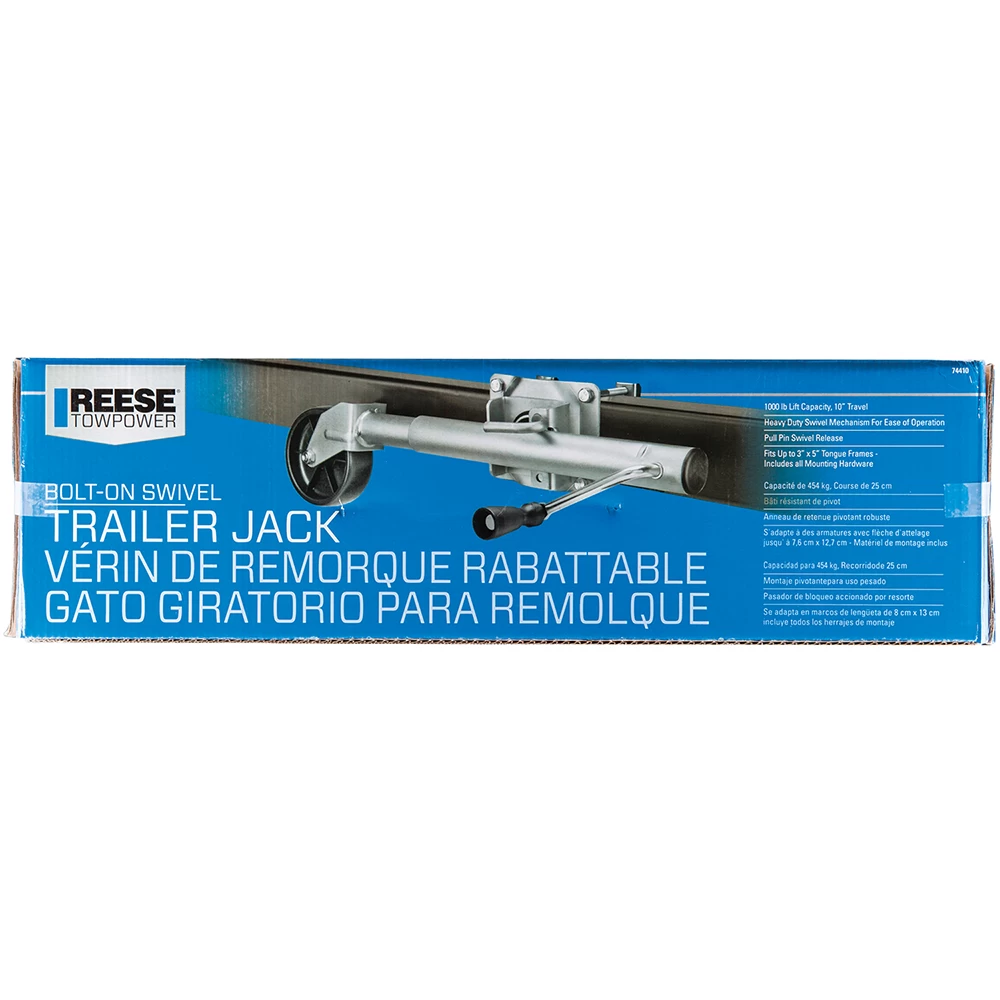 Reese 1000 lbs Trailer Jack, Zinc Wheel, Snap Ring Swivel, for Marine Use