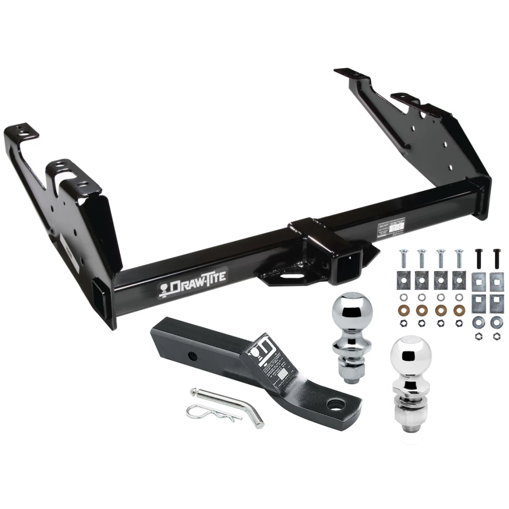 Trailer Tow Hitch For 88-00 Chevy GMC C/K Pickup Standard or Step Bumper Receiver w/ 1-7/8" and 2" Ball