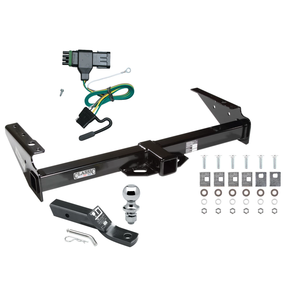 Trailer Tow Hitch For 92-00 Chevy GMC Yukon Suburban Tahoe Escalade Complete Package w/ Wiring and 1-7/8" Ball