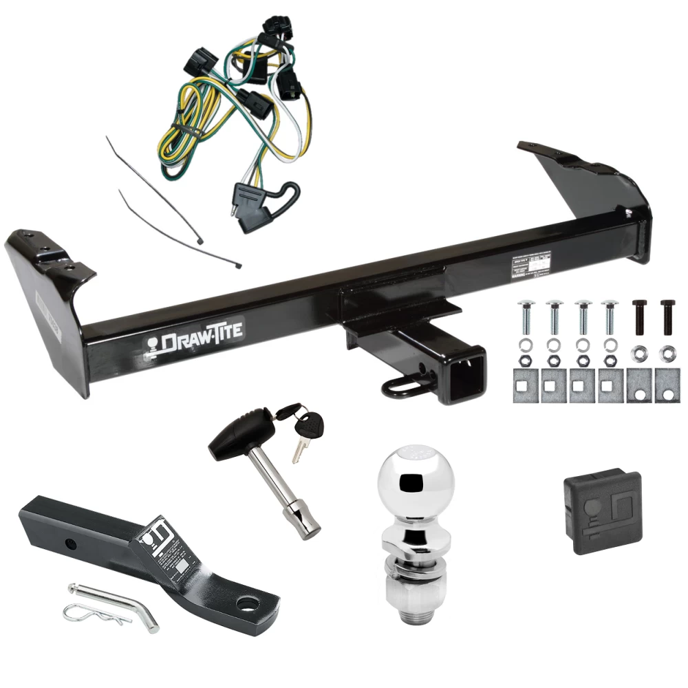 Trailer Tow Hitch For 97-03 Dodge Dakota All Models Deluxe Package Wiring 2" Ball and Lock