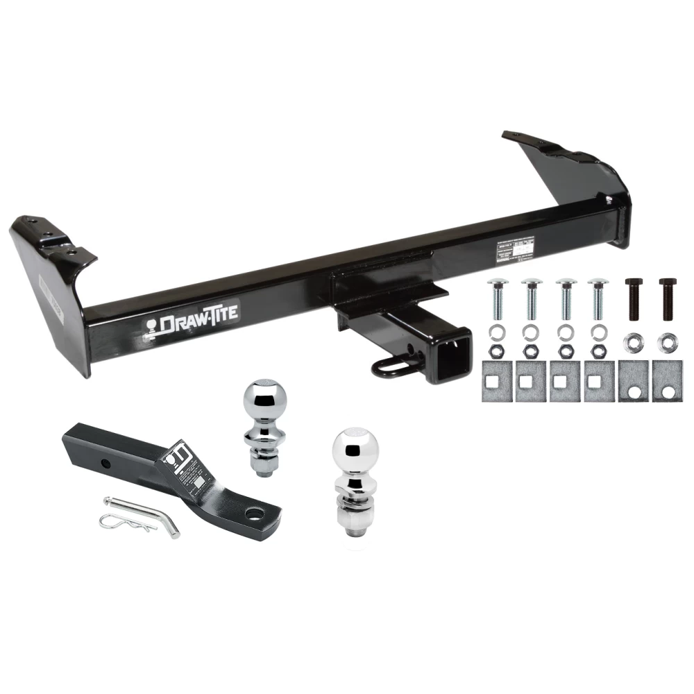 Trailer Tow Hitch For 73-96 Ford F-Series Bronco 1997 Heavy Duty 68-93 Dodge Ram 97-04 Dakota Receiver w/ 1-7/8" and 2" Ball