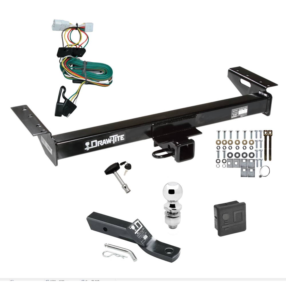 Trailer Tow Hitch For 97-01 Jeep Cherokee All Models Deluxe Package Wiring 2" Ball and Lock