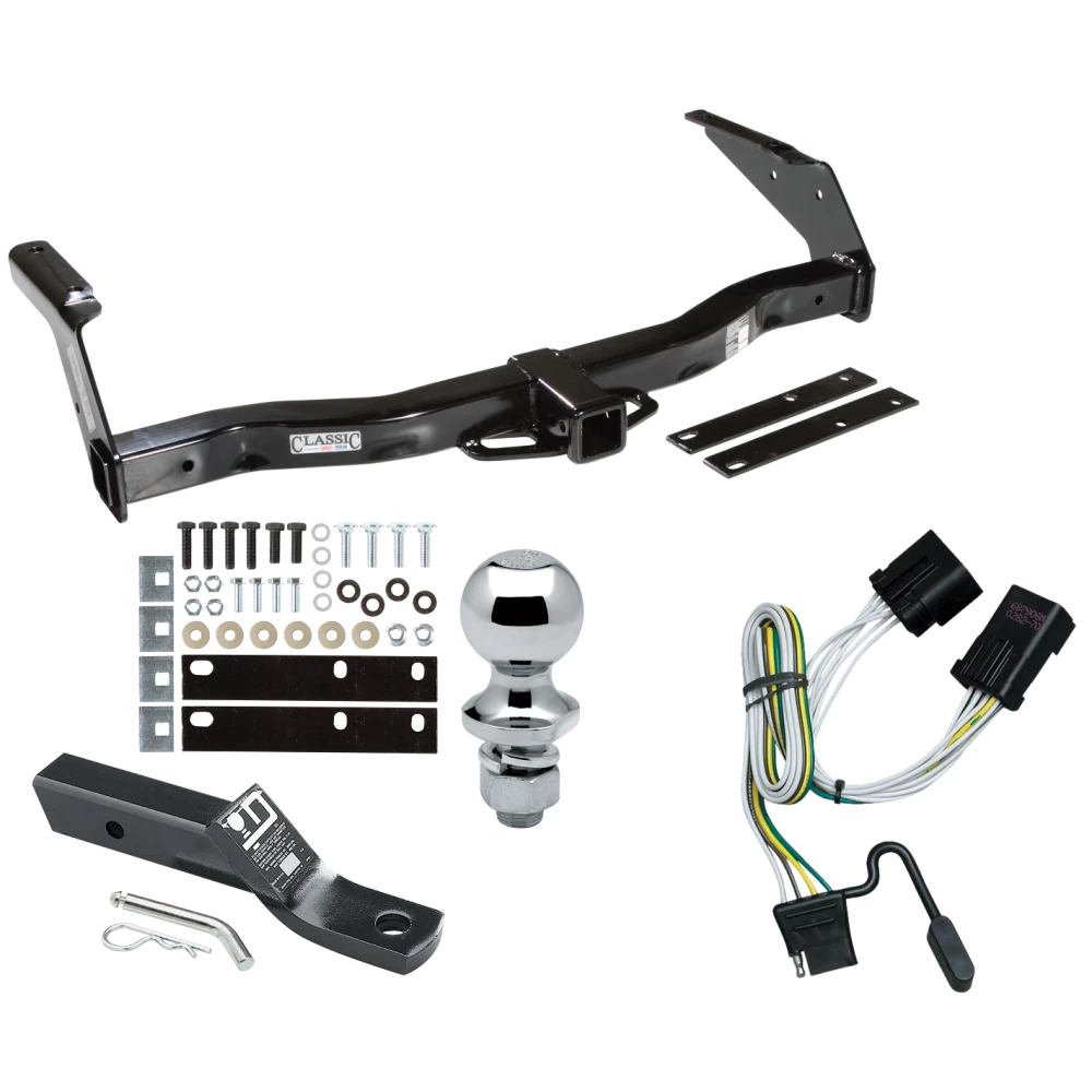 Trailer Tow Hitch For 01-03 Dodge Van Complete Package w/ Wiring and 1-7/8" Ball