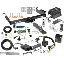 Class 3 Hitch For 03-27 Chevy Express GMC Savana 1500 2500 3500 w/ Draw-Tite Trailer Brake Control 7-Way RV Wiring Breakaway Battery Charger Complete System Receiver 2" Tow Ball