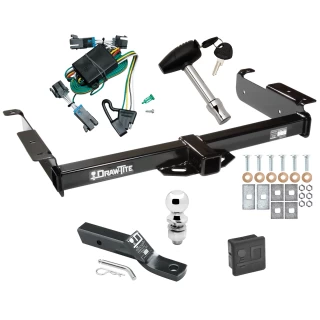 Trailer Tow Hitch For 00-02 Chevrolet Express GMC Savana 1500 2500 3500 Deluxe Package Wiring 2" Ball and Lock