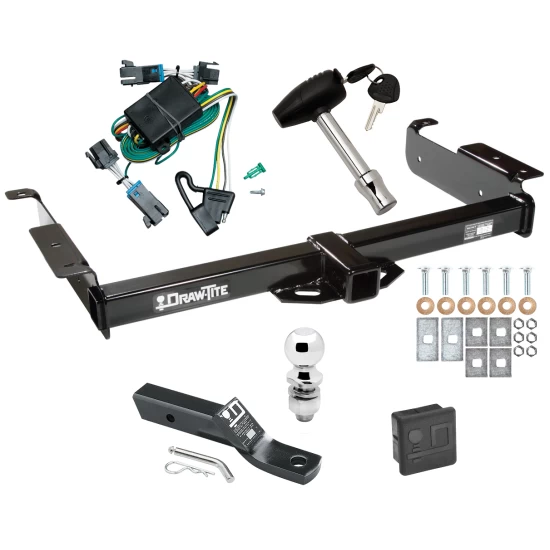Trailer Tow Hitch For 00-02 Chevrolet Express GMC Savana 1500 2500 3500 Deluxe Package Wiring 2" Ball and Lock