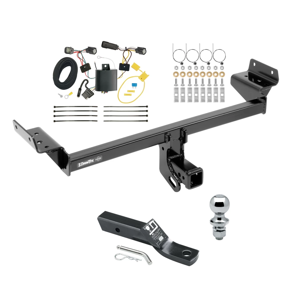 Trailer Tow Hitch For 15-18 Ford Edge Sport & Titanium Complete Package w/ Wiring and 1-7/8" Ball