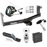 Trailer Tow Hitch For 05-10 Dodge Dakota 06-09 Mitsubishi Raider 10-11 RAM Dakota Deluxe Package Wiring 2" Ball and Lock