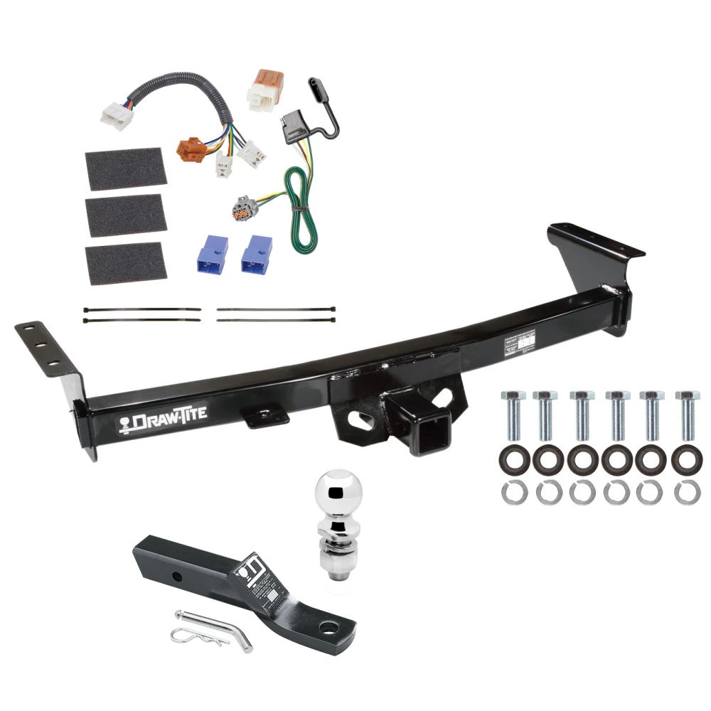 Trailer Tow Hitch For 05-26 Nissan Frontier 09-12 Suzuki Equator Complete Package w/ Wiring and 2" Ball