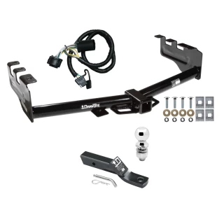 Trailer Tow Hitch For 99-13 Chevy Silverado GMC Sierra 1500 HD 99-04 2500 LD (07-07 Classic) Standard or Step Bumper Complete Package w/ Wiring and 2" Ball