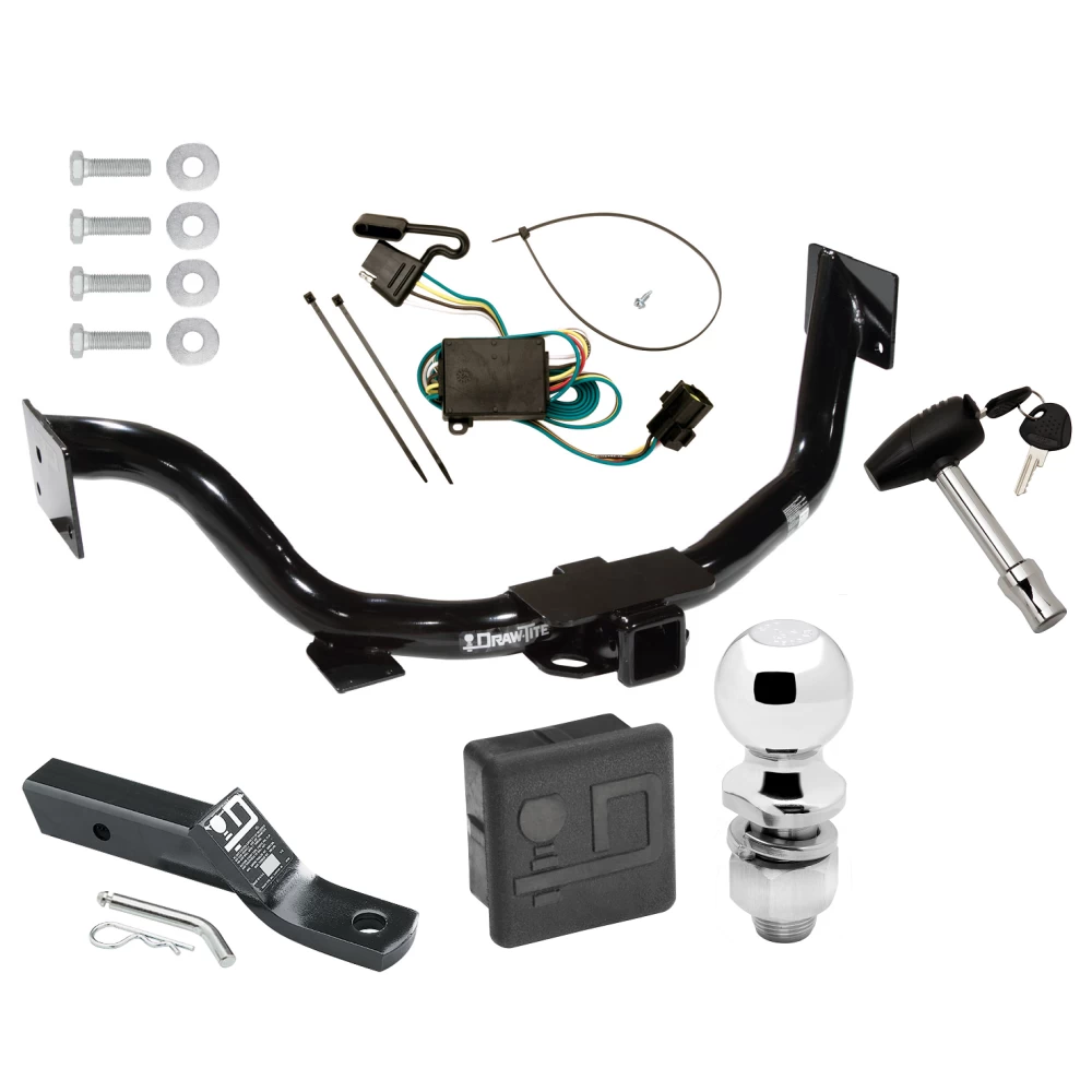 Custom Fit Trailer Hitch Wiring Harness (Plug & Play) 2" Drop Ball-Mount w/ Pin/Clip 2" Chrome Ball Security Lock Pin Rubber Hitch Plug Cover Installation Hardware Installation Instructions 75516 118307 23 63845 580407 7010 Draw-Tite Traile Trailer Tow Hitch For 03-06 KIA Sorento Deluxe Package Wiring 2" Ball and Lock