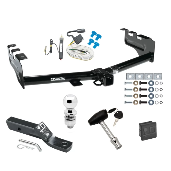 Custom Fit Trailer Hitch Wiring Harness (Requires Splicing) 2" Drop Ball-Mount w/ Pin/Clip 2" Chrome Ball Security Lock Pin Rubber Hitch Plug Cover Installation Hardware Installation Instructions 75521 20252 23 63845 580407 7010 Draw-Tite Traile Trailer Tow Hitch For 99-07 Chevy Silverado GMC Sierra 1500 99-04 2500 LD Package Wiring 2" Ball and Lock