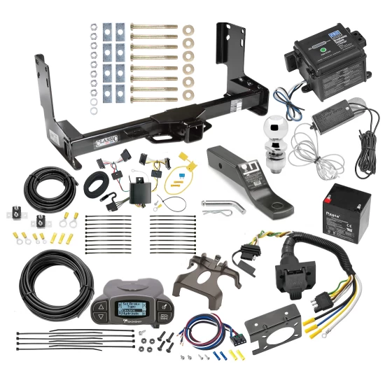 Trailer Hitch and Brake Control Kit For 14-25 Freightliner Mercedes-Benz Sprinter 1500 2500 3500 w/o Factory Step Bumper w/ Tekonsha Prodigy P3 Controller 7-Way RV Wiring Breakaway Battery Charger Complete System Receiver 2" Tow Ball w/o factory step
