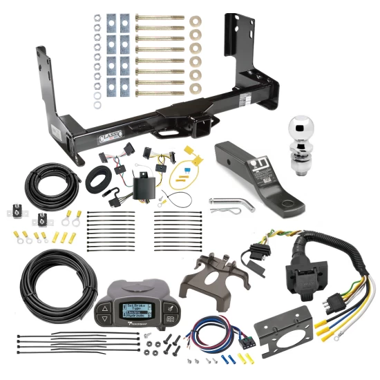 Trailer Hitch and Brake Control Kit For 07-13 Mercedes-Benz Freightliner 07-09 Dodge Sprinter 2500 3500 w/o Factory Step Bumper w/ Tekonsha Prodigy P3 Controller 7-Way RV Wiring Harness Complete System Receiver 2" Tow Ball w/o factory step bumper